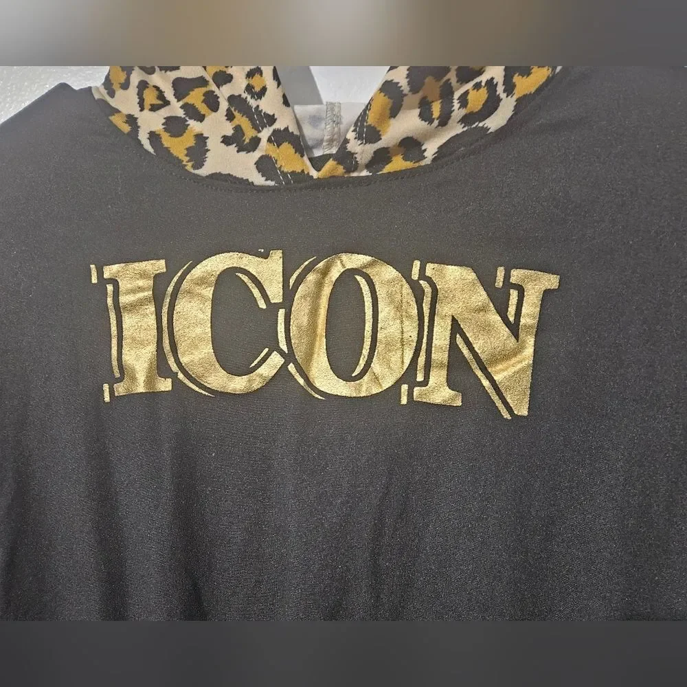 Delia's  girls crop top hoodie long sleeve leopard top 10/12 * - Picture 2 of 3
